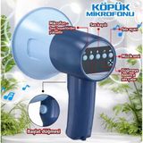 LRS Store Köpük Mikrofonu Oyuncak Işıklı Sesli Müzikli Çocuk Oyuncağı Ses Kayıtlı Baloncuklu Parti Megafon - Mavi