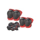 Lrs Store Koruyucu Dizlik Dirseklik El Koruyucu Set 6 PArça Bisiklet Scooter Paten Koruma 4-12 Yaş, Kırmızı-Siyah