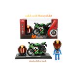 LRS STORE Metal Model Motorsiklet 1:14 Seti Işıklı Sesli- Kasklı Sürücü Figürlü Yarış Motoru Koleksiyon Hediye