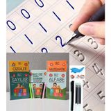 LRS Store Sihirli Yazı Seti Eğitici Kabartmalı Defter 4 Kitap+1 Kalem+5 Yedek Uç Matematik ve Sayma İçin