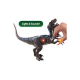 LRS STORE Süper Gerçekçi Sesli Işıklı Dinazor İndo Raptor Figür 30 Cm Kapanıp Açılabilen Ağız Hediye Oyuncak Dinozor