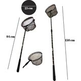 LRS Store Teleskopik Balık Kepçesi Aleminyum Pro Uzayabilen Kaliteli Balıkçılık Fileli Kepçe 94-150 cm - Altın - Siyah
