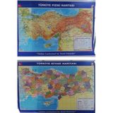 Lrs Store Türkiye Haritası Siyasi ve Fiziki Çift Taraflı Çıtalı 50X70 cm Eğitici Harita, Ç