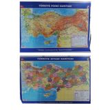 Lrs Store Türkiye Haritası Siyasi ve Fİziki Çift Taraflı Çıtalı 50x70 cm Eğitici Harita, Çok Renkli
