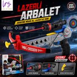 LRS Store Yüksek Kalite Lazerli Oyuncak Arbalet Vantuzlu Oklu Tatar Yayı Atış Oyunu - Kırmızı