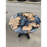 Ls Wood Store Ls Wood - 90 cm Çap Zeytin Ağacı Yuvarlak Epoksi Masa / Yemek Masası / Epoksi Masa