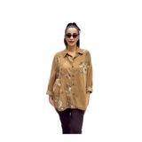 LS103982 İtalyan Kadife Güllü Gömlek Camel