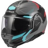 Ls2 Advant 2 Trıple Gri-Kırmızı-Siyah-Turkuaz Kask - XL