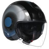 LS2 Agv Eteres Levanto Güneş Vizörlü Açık Kask (Siyah-Gümüş-Mavi) - Standart - Renkli