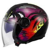 LS2 CLASSY Palm Siyah Kask, ECE 22.06 Güvenlik Sertifikalı Profesyonel Motosiklet Kaskı, KPA Dış Kabuk, Dahili Güneş Vizörlü, LS2 4X JBL Intercom Uyumlu (M)