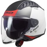 Ls2 Copter 2 Urbane Güneş Vizörlü Açık Kask (Mat Beyaz - Kırmızı) - Tek Renk