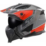 Ls2 Drıfter Devor Mat Gri-Tıtanıum-Kırmızı Kask (Siyah Vizör) - XL - Tek Renk