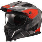 Ls2 Drıfter Devor Mat Gri-Tıtanıum-Kırmızı Kask - XXL