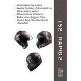 Ls2 Rapid 2 Circle Mat Siyah-Kırmızı Motosiklet Kaskı – Full Face, Güvenli & Konforlu Tasarım - XL - Mat Siyah - Kırmızı