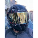 Ls2 Rapıd 2 Clawn Mat Siyah-Gri-Kırmızı Kask (Prohel Balaklava Hediye) Altın Renk Cam (Gold) - 2XL - Siyah - Gri - Kırmızı