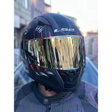 Ls2 Rapıd 2 Clawn Mat Siyah-Gri-Kırmızı Kask (Prohel Balaklava Hediye) Altın Renk Cam (Gold) - Tek Renk