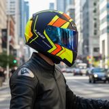 Ls2 Rapıd 2 Extra Mat Neon Sarı-Navy Mavi Kask (Mavi Vizör + Şeffaf Vizör) - 3XL - Tek Renk