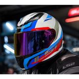 Ls2 Rapıd 2 Hyper Beyaz Mavi Kırmızı Fullface Motosiklet Kaskı Gökkuşağı Camlı+Şefaf Cam - 2XL