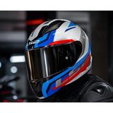 Ls2 Rapıd 2 Hyper Beyaz Mavi Kırmızı Kapalı Motosiklet Kaskı Gri Camlı +Şefaf Cam - 3XL