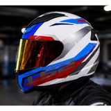 Ls2 Rapıd 2 Hyper Beyaz Mavi Kırmızı Kapalı Motosiklet Kaskı Kırmızı Camlı +Şefaf Cam - XL