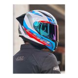 LS2 RAPID 2 HYPER BEYAZ-MAVİ-KIRMIZI KASK (GÖKKUŞAĞI VİZÖR + SPOILER)