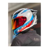 LS2 RAPID 2 HYPER BEYAZ-MAVİ-KIRMIZI KASK (KIRMIZI VİZÖR + SPOILER)
