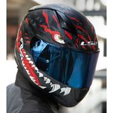 Ls2 Rapıd 2 Kaıju Mat Siyah-Kırmızı Fullface Motosiklet Kaskı Mavi Camlı - 3XL