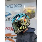 Ls2 Rapıd 2 Neo Mavi-Mor Kask Gold Vizör -Mtn1 - Renkli - XL