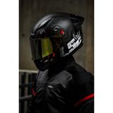 LS2 Rapıd 2 Race Clawn Mat Siyah-Gri-Kırmızı Kask Gold Vizör ile XL Beden Uyumlu - Siyah - Beyaz