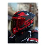 LS2 RAPID 2 RACE CROMO MAT SİYAH-KIRMIZI KASK (Kırmızı Vizör + Spoıler)