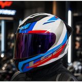 Ls2 Rapıd 2 Race Hyper Beyaz Mavi Kırmızı Kapalı Motosiklet Kaskı Gökkuşağı Camlı +Şefaf Cam - 3XL