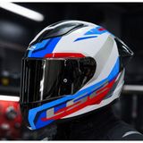 Ls2 Rapıd 2 Race Hyper Beyaz Mavi Kırmızı Kapalı Motosiklet Kaskı Gri Camlı +Şefaf Cam - 2XL