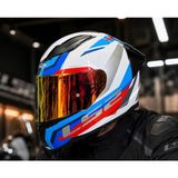 Ls2 Rapıd 2 Race Hyper Beyaz Mavi Kırmızı Kapalı Motosiklet Kaskı Kırmızı Camlı +Şefaf Cam