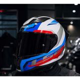 Ls2 Rapıd 2 Race Hyper Beyaz Mavi Kırmızı Kapalı Motosiklet Kaskı Siyah Camlı +Şefaf Cam