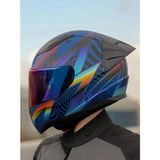 LS2 Rapıd 2 Race Optik Kask Polikarbonat Malzeme Gökkuşağı Cam ve Spoiler ile Tam Yüz Koruma - Siyah - Mavi
