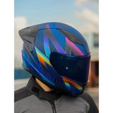 LS2 Rapıd 2 Race Optık Mat Mavi-Mor Kask Mikrometrik Çene Bağlantısı ile Polikarbonat Malzeme - XS - Mavi - Mor