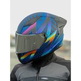 LS2 Rapıd 2 Race Optık Mat Mavi-Mor Polikarbon Tam Yüz Kask 2XL Mikrometrik Çene Bağlantısı - Mavi - Mor