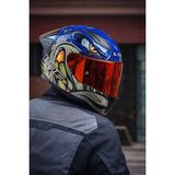 Ls2 Rapıd 2 Spox Mavi-Gri Kask-Kırmızı Vizör-Spoiler - XL