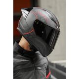 LS2 Rapid Takaroa Mat Siyah-Kırmızı Kask Siyah Vizörlü Race Siperlikli