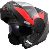 Ls2 Scope 2 Duria Çene Açılır Motosiklet Kaskı Mat Siyah-Kırmızı - 2XL