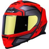 Ls2 Storm 2 Faster Mat Kırmızı Kapalı Motosiklet Kaskı Gold Camlı - 3XL