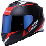 Ls2 Storm 2 Nerve Kırmızı Kapalı Motosiklet Kaskı Mavi Camlı - 2XL