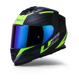 Ls2 Storm 2 Nerve Neon Sarı Kapalı Motosiklet Kaskı Mavi Camlı