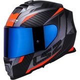 Ls2 Storm 2 Racer Turuncu Kapalı Motosiklet Kaskı Mavi Camlı - XL