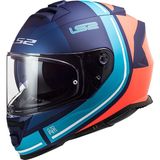 Ls2 Storm 2 Slant Full Face Motosiklet Kaskı Mat Mavi-Turuncu - 2XL