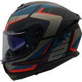 Ls2 Stream 2 Road Fullface Motorsiklet Kaskı Mat Siyah-Gri-Mavi-Kırmızı - Renkli