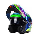 LS2 Strobe 2 Çene Açılır Kask Svent Mavi-Yeşil - Çok Renkli