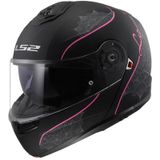 Ls2 Strobe 2 Lux Çene Açılır Motosiklet Kaskı Mat Siyah - Pembe