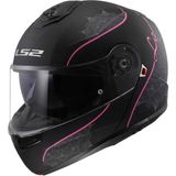 Ls2 Strobe 2 Lux Siyah - Pembe Çene Açılır Motosiklet Kaskı Yüksek Performanslı Malzeme Özellikleri - XS