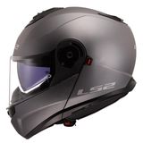 LS2 STROBE 2 Mat Titanium Kask, ECE 22.06 P/J Sertifikalı Profesyonel Çene Açılır Modüler Motosiklet Kaskı, KPA Kabuk, Dahili Güneş Vizörlü, Gözlük Uyumlu, Intercom Hazırlıklı (M)